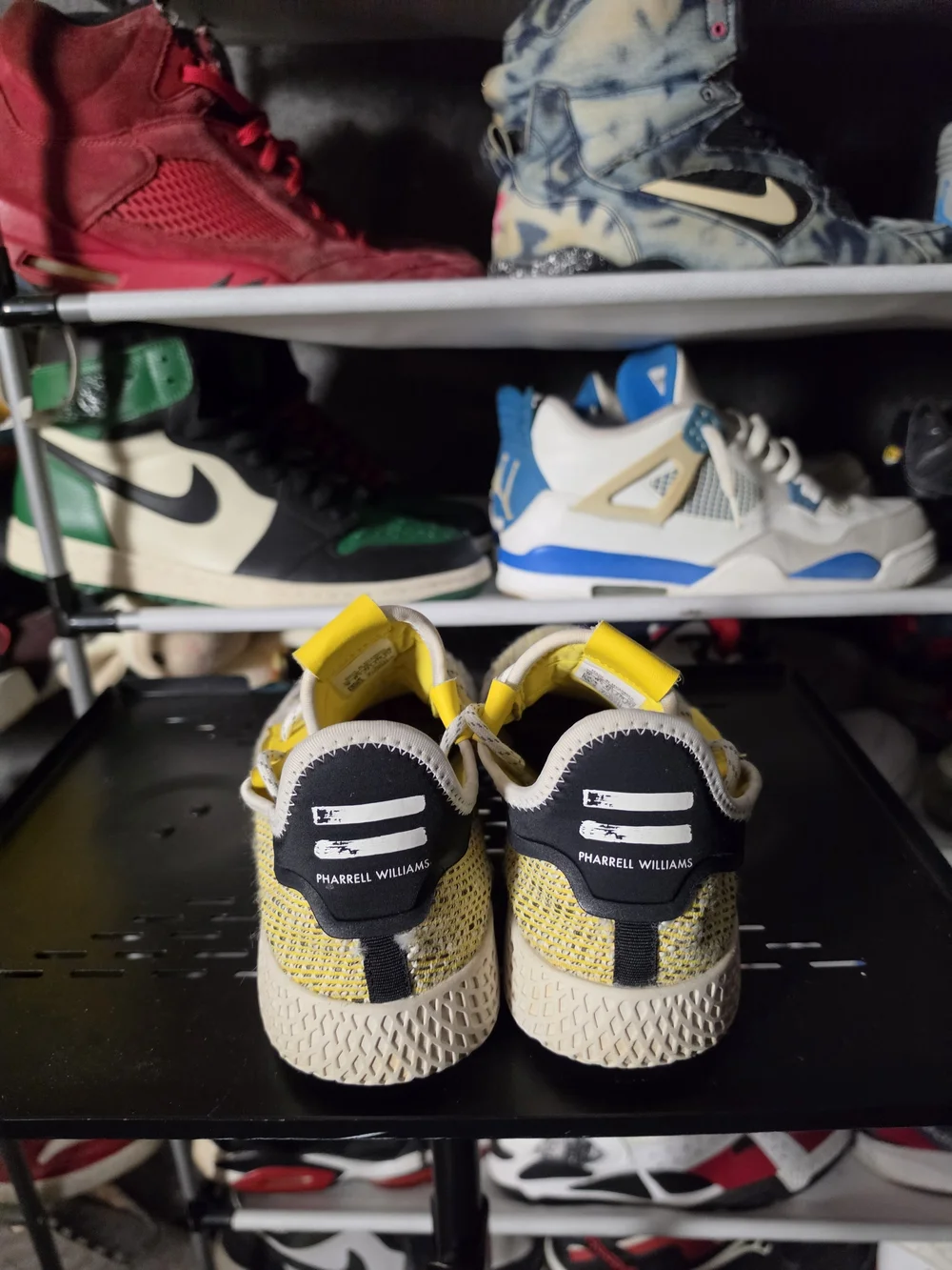🔥 adidas Pharrell William HU V2 Yellow & Gray Knit Casual Athletic Sneakers